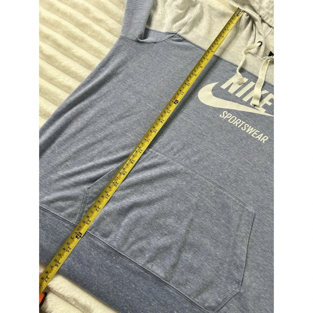 Nike Sportswear‎ Graphic Hoodie Womens Blue White Pullover Sweatshirt Size XL